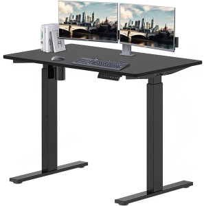 TDOO Lifting table Electric Standing Deskwith Memory Control, Height Adjustable Desk Electric Sit Stand Desk Home Office Desks Whole Piece Desk Board with Preset Controller (Black Frame + Black top)