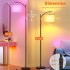 TDOO RGB Floor Lamp for Living Room, Modern Beige/Black Linen Lampshde, Adjustable Pole 60-73inch Height, Tall LED Standing Lamp for Bedroom and Office