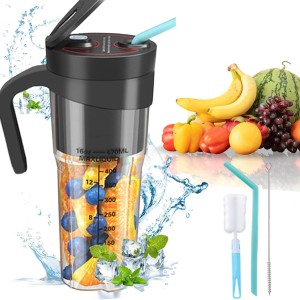 INGUNAR Portable Blender for Shakes and Smoothies with 6 Sharp Blades, USB Rechargeable Mini Personal Size Blenders Type-C Travel Juicer Cup Frozen Fruit Ice Mixer-470ML