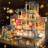 Doll House Girls Dream House - 4 Floors 14 Rooms with Furniture Accessories, 2 Lights, 6 Dolls and 1 Pet, Dollhouse toy for 3 4 5 6 7 8 years old girls boys , Girls Toddler DIY Ideas Gifts