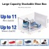 INGUNAR Large Shoe Storage Box with Magnetic Door, 12 Pack Clear Plastic Stackable Sneaker Organizer for Closet, Set of 12 Stackable Clamshell Shoeboxes for Closet Organization and Display(XXL-Large)