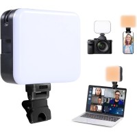 LED Video Light Computer Light LED Selfie Light Portable Photography Lighting Bi-Color Portable Clip Camera Light with Dimmable 2500-6000K with 2500mAh Battery for Selfie/Video Conference/Picture