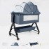 INGUNAR Folding 4-In-1 Baby Crib, Portable Newborn Baby Bassinet Bedside Sleeper, Portable Infant Travel Crib With Large Storage Basket, 3 Adjustable Height Soft Baby Cradle with Mosquito Net