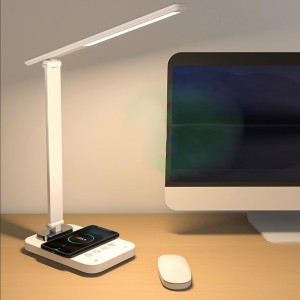 Eye protection LED Desk Lamp, Eye Protection Desk Lamp with Wireless Charging and Stepless Dimming Function.45 Minutes Auto-Off Timer, Eye-Caring Office Lamp