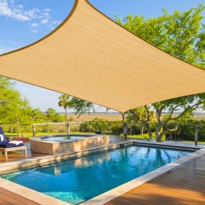 Sun Shade Sail Canopy 5X3m,Air Permeable & UV Resistant Awning Square Shelter Umbrella with Stainless Steel Hardware Fixing Kit for Patio Outdoor Garden Backyard Yard Desert,Sand Colour