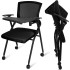 TDOO Tablet Arm Folding Chair with Caster Wheels Chair with Desk Attached Collapsible Conference Room Chair Mesh Back Foldable for Guest Office School Classroom Training Waiting Room (Black, 2 Pcs)