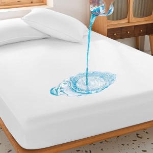 Waterproof Breathable Mattress Protector, Soft Twin Size Laminated Cotton Mattress Cover, TPU Waterproof Membrane Design, Effectively For Water Stains（47.2