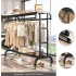 INGUNAR Double Rods Garment Rack, Clothing Hanging Rack Storage Shelves Closet Organizer, Shelf Boxes Shoes Boots jackets scarf Multi-Purpose Entryway Shelving Unit Home Bedroom Clothes Rack