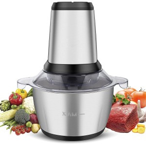 Food Chopper, Electric Meat Chopper with Powerful Motor, 3L Stainless Steel, 2 Speed Levels, Safety Function, Multi Chopper for Meat, Fruits, Vegetables (sliver 1)