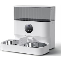 INGUNAR 5L Automatic Pet Feeder, Automatic Feeder controlled via APP, Timed Cat Feeder for Dogs and Cats with Fresh-keeping Bucket, Two Stainless Steel Plates