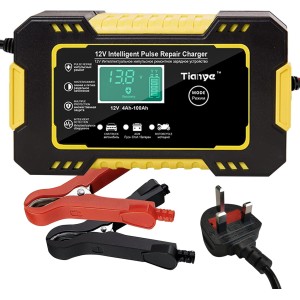 Car Battery Charger, Intelligent Automatic Battery Charger Maintainer with Digital LCD Display, Motorcycle Electrical Pulse Repair Charger for Car, Truck,Lawn Mower,Boat,SUV 12V/6A Lead Acid Batteries