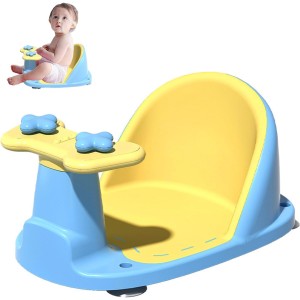 Baby Bath Seat,Newborn Bath Tub Chair with Comfortable Non-Slip Safe Soft Seat seat 4 Stable Suction Cups and Spinner Design,Safe Skin-Friendly Material Bath Chair, Suitable for 6-24 Months Babies