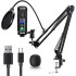 TDOO Condenser USB Microphone, Plug & Play PC Computer Microphones Kit with Adjustable Boom Arm Stand Shock Mount, One-Touch Mute for Streaming, Podcast, Studio Recording and Games 192kHz/24Bit