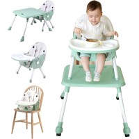 INGUNAR 4 in 1 Baby High Chair with Removable Tray, Multifunctional High Chair for Babies and Toddlers, Converts Kids Table & Chair Set/Toddler Building Block Table/Step Stool/Small Dining Chair