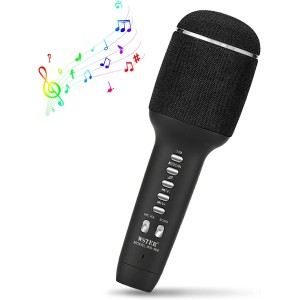 TDOO Wireless Bluetooth Karaoke Microphone, 3-in-1 Portable Handheld Mic Speaker Machine for All Smartphones, Gift for Girls Boys Kids Adults All Age(A), Black