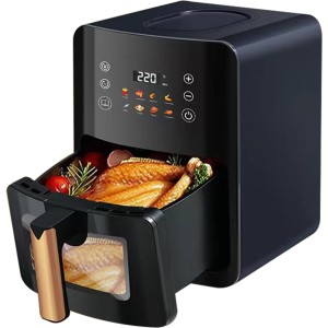 INGUNAR Air Fryer Large Capacity 8L with Oil-Free, Visible Cooking Window & Internal Light, with Led Touch Screen for 8-in-1 Functions, Space-Saving Slim Design And Customized Temp/Time