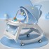 Baby Rocking Chair, Portable Toddlers Bouncer Rockers Recliner with Universal Wheel, Shaking & Swing Seat, Multi-Position Recline,Safety Belt & Removable nursery Toys for newborn 0 to 2 years Boy Girl