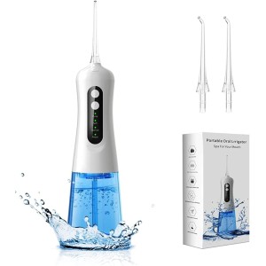 TDOO Cordless Water Dental Flosser Teeth Cleaner, Professional 300ML Tank DIY Mode USB Rechargeable Dental Oral Irrigator for Home and Travel, IPX7 Waterproof 3 Modes Irrigate for Oral Care