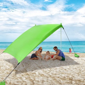 Beach Tent| Sun Shade| Camping Sun Shelter UPF50, Portable Windproof Beach Canopy|10ft Tall, 10ft x 6.5ft|4 Sandbags, 2 Rods, 1 Tote Bag, Fits 5-7 People, Perfect for Beaches, Camping Trips, Picnics