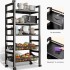 INGUNAR 5-Tier Kitchen Storage Shelves, Metal Shelves for Storage Pantry Shelves with Rolling Wheels, Movable Multifunctional Storage Rack, Standing Shelf Rack for Kitchen/Bedroom/Laundry Closet