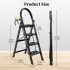 INGUNAR 4 Step Ladder Folding with with Anti-Slip and Wide Pedal, Portable Foldable Safety Multi-function Ladder, Sturdy Step Ladder with Handgrip for Home Kitchen Household