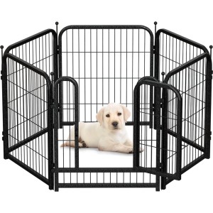 INGUNAR Metal Dog Playpen, 70X80cm extra large 6 panels， Ideal Dog Fence for Large/Medium/Small Dogs Indoor & Outdoor Bliss, Perfect Dog Pen for Camping, Yard, and RV