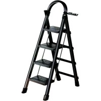 INGUNAR 4 Step Ladder Folding with with Anti-Slip and Wide Pedal, Portable Foldable Safety Multi-function Ladder, Sturdy Step Ladder with Handgrip for Home Kitchen Household