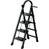 INGUNAR 4 Step Ladder Folding with with Anti-Slip and Wide Pedal, Portable Foldable Safety Multi-function Ladder, Sturdy Step Ladder with Handgrip for Home Kitchen Household