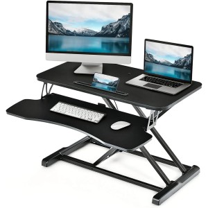 TDOO Standing Desk Converter,Height Adjustable Dual Tiered Computer Workstation,80x 40cm, Ergonomic Gas Spring Sit to Stand Workstation for Laptop and Monitor Home Office