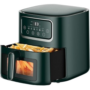 INGUNAR 10L Air Fryer, Air Fryer Oven with LED Digital Touch Screen Visual Window, 360 Degree Full Baking, Dishwasher Safe Basket, Less Oil Frying, Healthy Food - Green