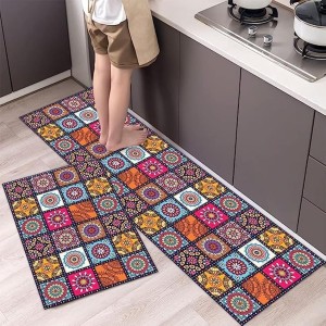 Kitchen Rugs and Mats Washable [2 PCS],Non-Skid Soft Absorbent Kitchen Mats Set for Floor,Comfort Runner Rug Carpets for Kitchen Floor,Sink,Laundry,Hallway,Dinning Room,Office (40*60cm+40*120cm-1)