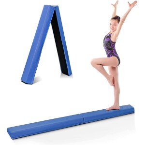 Folding Balance Beam, Gymnastics Floor Beam for Kids/Adults, Non Slip Rubber Base Gymnastics Beam for Training Home Gym Use