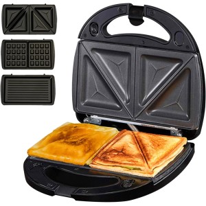 Sandwich Maker,Electric Sandwich Maker with Non-Stick Plates, Indoor Grill Kitchen or Dorm Essentials Easy to Clean and Storage, Perfect for Breakfast Grilled Cheese Egg Bacon and Steak, Black