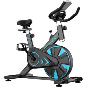 Indoor Cycling Bike, Silent Belt Drive Exercise Bike Stationary Bicycle with Steel Flywheel, Phone Holder, Adjustable Seat and Handlebar, Heart Rate Monitor