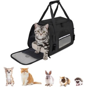 INGUNAR Portable Cat Carrier Bag, Airline Approved Pet Travel Carrier, Small Pet Cages, Soft-Sided Collapsible Travel Pet Carrier for Cats or Dogs or Rabbit Medium Small Pets Within 7kg