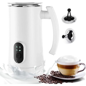 4 In 1 Electric Milk Frother, 350ml Automatic Hot & Cold Foam Coffee Maker For Cappuccino, Latte, Macchiato, Hot Chocolate, Auto Shut-Off Milk Steamer Warmer With 2 Whisks For Frothing And Heating