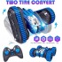 2-in-1 Remote Control Car, Rechargeable Remote Control Crawler for Kids Age 3 Years and up, Changeable Wheels, Double-Side 360° Flips, LED Headlights, Fast Stunt Toy Race Cars for Toddlers-Blue