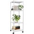 Rolling Storage Cart, 4 Tier Utility Cart Mobile Slide Out Organizer, Bathroom Standing Rack Shelving Unit Organizer for Kitchen, Bathroom, Laundry Room,white (ZWJ-A)