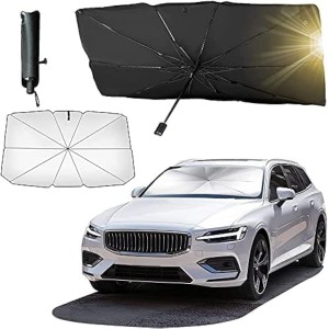 TDOO Car Sun Shade,for Car Front Windshield, Car Umbrella Sun Shade Cover, Foldable UV Reflector And Heat, Sunshade for Cars, Fits Most Vans SUVS (57 x 31 In) (A)