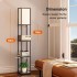 Floor Lamp with Shelves, Shelf Floor Lamps with 2 USB Ports & 1 Power Outlet, Shelf & Storage & LED Modern Floor Lamp Combination, 3 Color Temperature, Standing Lamp for Living Room,Bedroom,Office