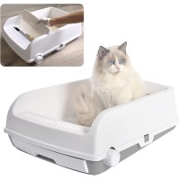 TDOO Extra Large Cat Litter Box,Scoop Out All Cat Poop at Once, Open Top Cat Litter Tray with Scoop,Semi-enclosed Anti-splash Box,Cat Sandbox Cat Toilet (Extra large)