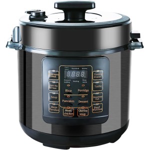 Electric Pressure Cooker 10 in 1, Sterilizer, Slow Cooker, Rice Cooker/Grain Cooker, Steamer, 6 Liter Smart One-touch Program Smart Rice Cooker Multi-Functional Steam, Boil, Stew, Black (Black-C)