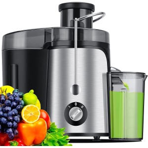 Juicer Machines,Juicer,Large 3 Inch Feed Chute for Whole Fruits and Vegetables,Faster with Dual Speed,Juice Residue Separation,Easy to Use/Clean,Anti-Drip, 600W 3.5”Veg, BPA Free, (Silver 1)