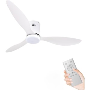 Ceiling Fans, 52 Inch Ceiling Fan with LED Light and Remote, 6 Speeds Indoor Outdoor Ceiling Fan with 3 Blades, Quiet Reversible DC Motor/Sleep Timer, Suitable for Bedroom, Courtyard, Living Room