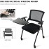 TDOO Tablet Arm Folding Chair with Caster Wheels Chair with Desk Attached Collapsible Conference Room Chair Mesh Back Foldable for Guest Office School Classroom Training Waiting Room (Black, 2 Pcs)