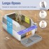 INGUNAR Stainless Steel Cat Litter Box High Sides, Extra Large XL Cat Litter Box Enclosure for Big Multiple Cats with Lid, Metal Litter Pan Tray, Non-Sticky, Include Litter Mat & Scoop