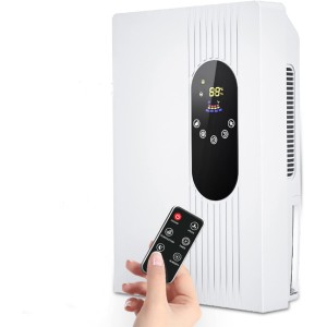 TDOO Home Dehumidifier, Ultra Quiet Auto Shut Off, Portable Small Compact Dehumidifier, Two Modes and Humidity Control, Ultra Quiet Dehumidifier, 2200ML Water Tank (White A)