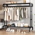 INGUNAR Double Rods Garment Rack, Clothing Hanging Rack Storage Shelves Closet Organizer, Shelf Boxes Shoes Boots jackets scarf Multi-Purpose Entryway Shelving Unit Home Bedroom Clothes Rack