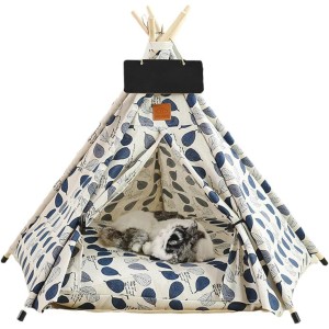 Cat Teepee Tent Portable Pet Teepee with Thick Cushion and Teepee Stabilizer for Small Dogs and Cats Washable Dog Teepee Tent 27.5IN (Modern)