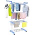 Clothes Drying Rack, Large 4-Tier Foldable Drying Rack Clothing(67.7H x 19.7W x 30L Inches), Movable Drying Rack with 4 castors. Multifunctional Stainless Steel Laundry Drying Rack (Blue-A)